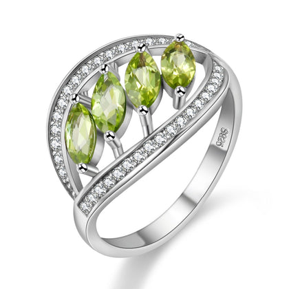 Green Peridot Sterling Silver Ring