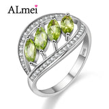 Green Peridot Sterling Silver Ring